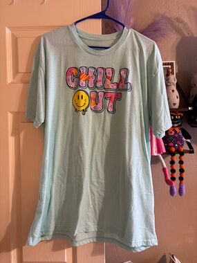 Chill Out Graphic Tee - Light Blue Shirt